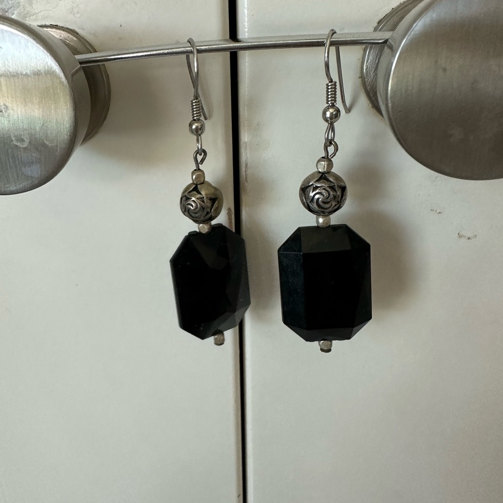 Black and Silver Geometric Earrings